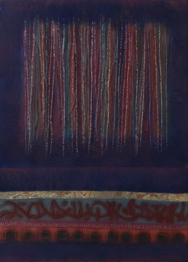 Abstract Embossed Mixed Media Drawing, 21st Century