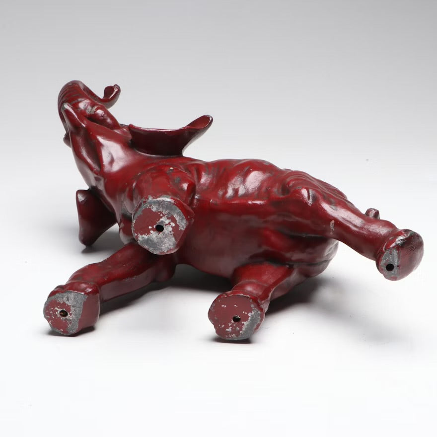 Red Cast Metal Elephant with Raised Trunk, Early to Mid-20th Century ITMGR86899
