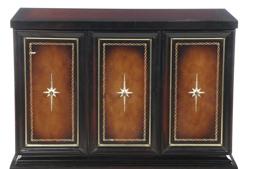 Mid Century Modern Leather Clad Wood Gentleman's Chest, Mid-20th Century ITMGQ37661