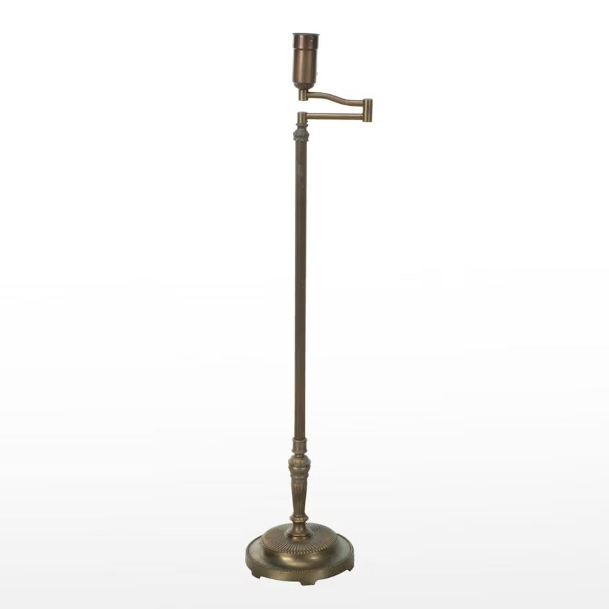 Victorian Brass Finish Metal Swing Arm Floor Lamp