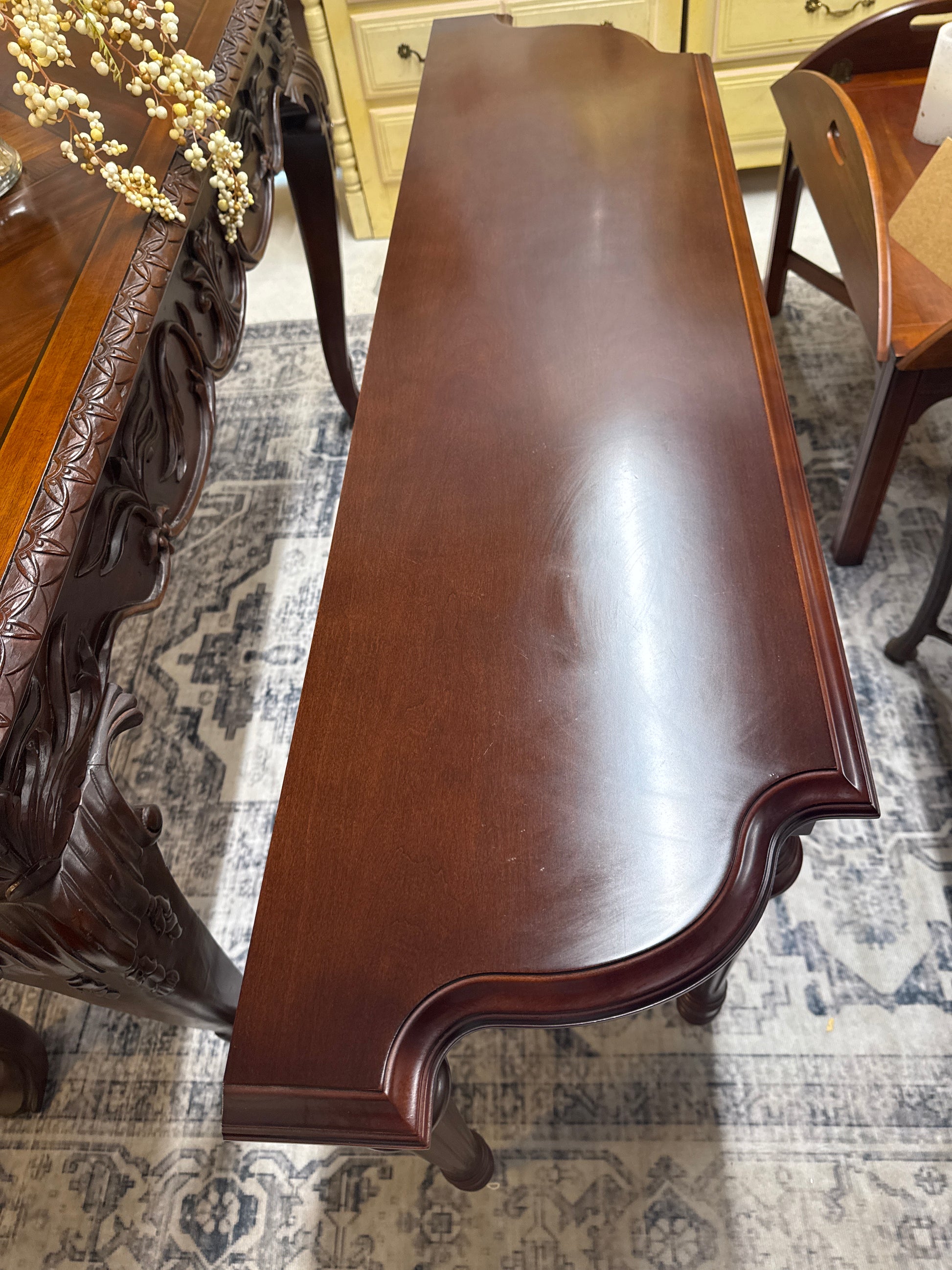 Wood Sofa Table with Brass