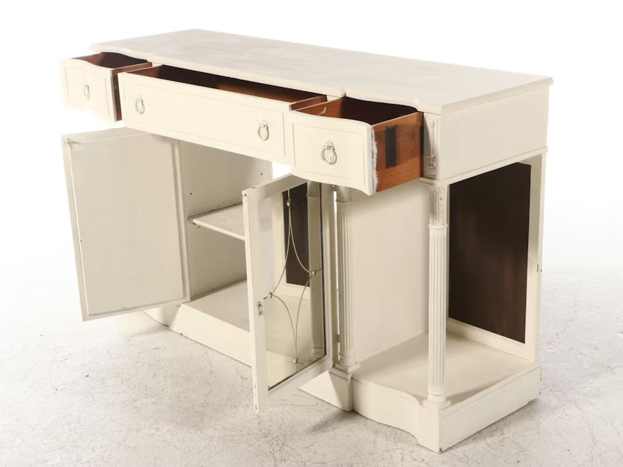 George III Style Painted Mahogany Buffet with Mirrored Doors, 20th Century