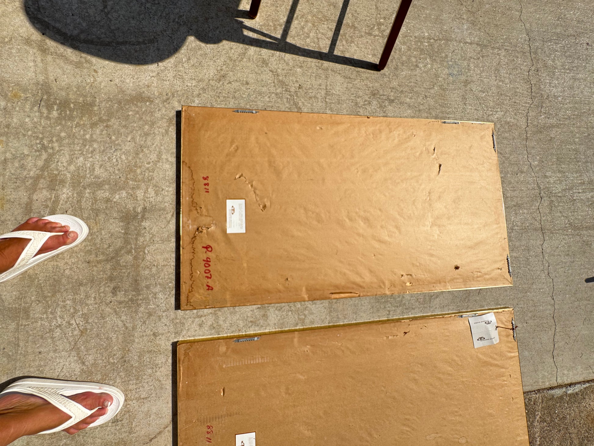 Two Large Vintage Pictures with Blue, Cream, & White trimmed in Gold for the low price of $20 both