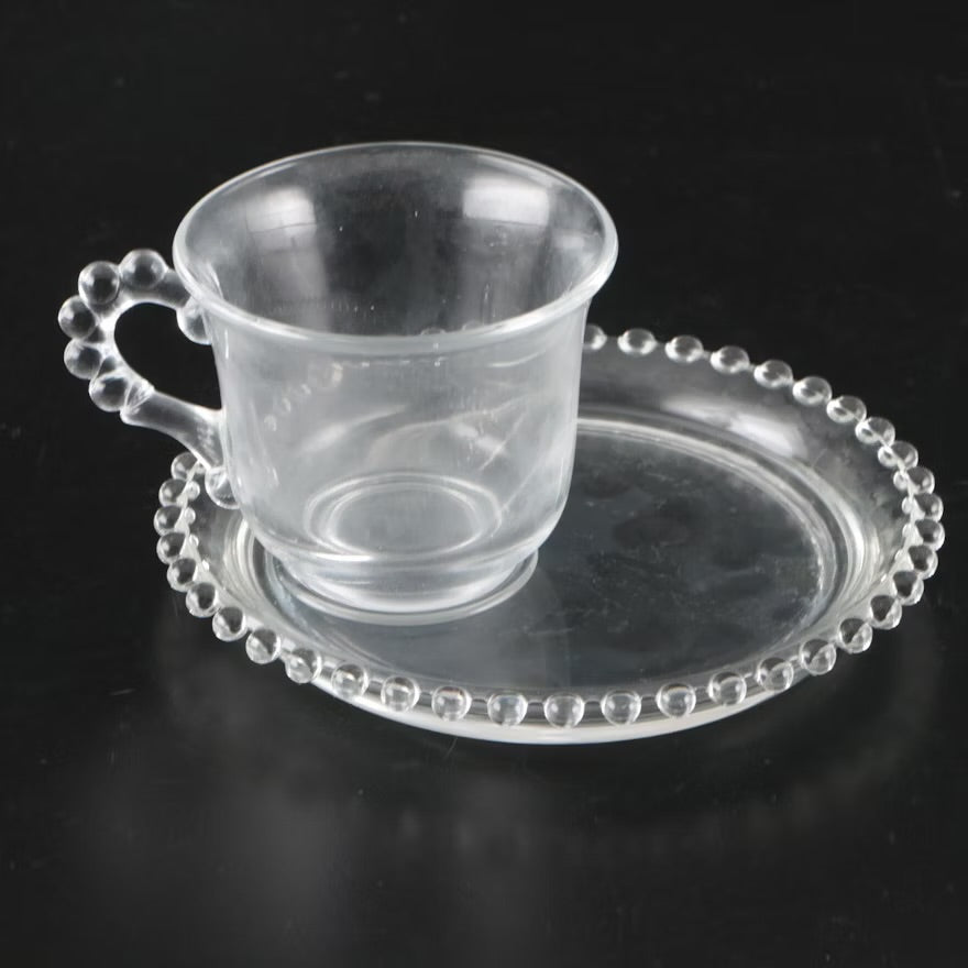 Imperial Hobnail Glass Snack Plates, Cups, and Other Tableware ITMGQ30121