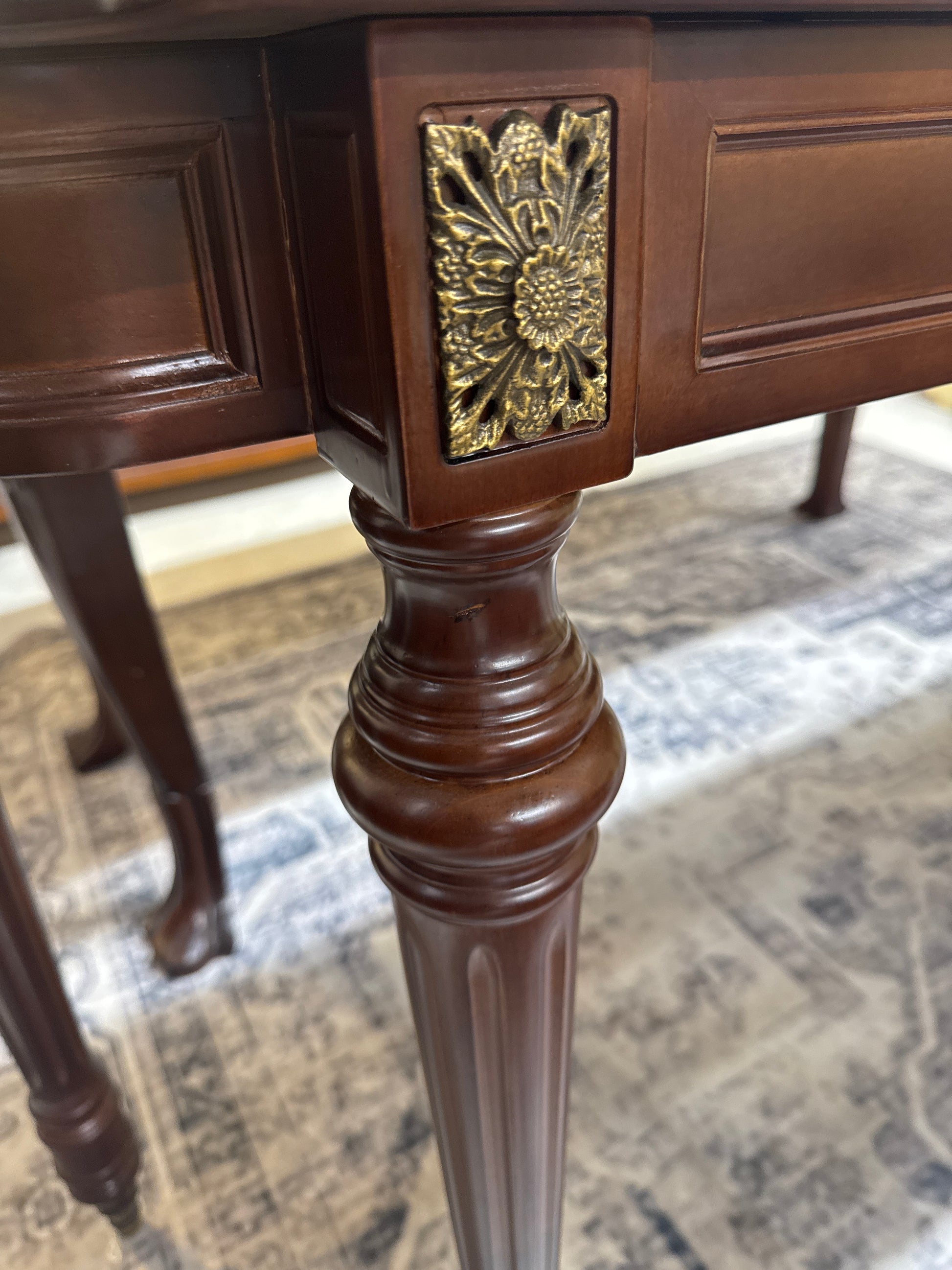 Wood Sofa Table with Brass
