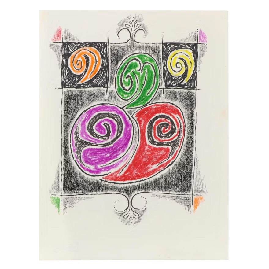 Achillo “Achi” Sullo Abstract Mixed Media Drawing, Mid–Late 20th Century ITMGO17561