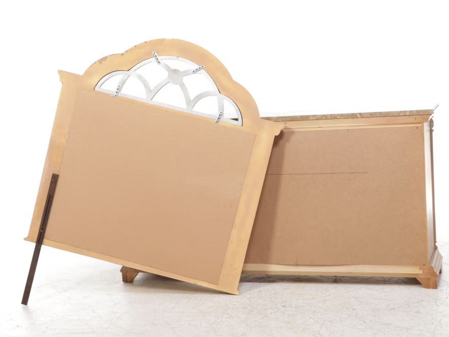 Stanley French Regency Style Marble Top Wood Dresser with Mirror ITMGQ17362