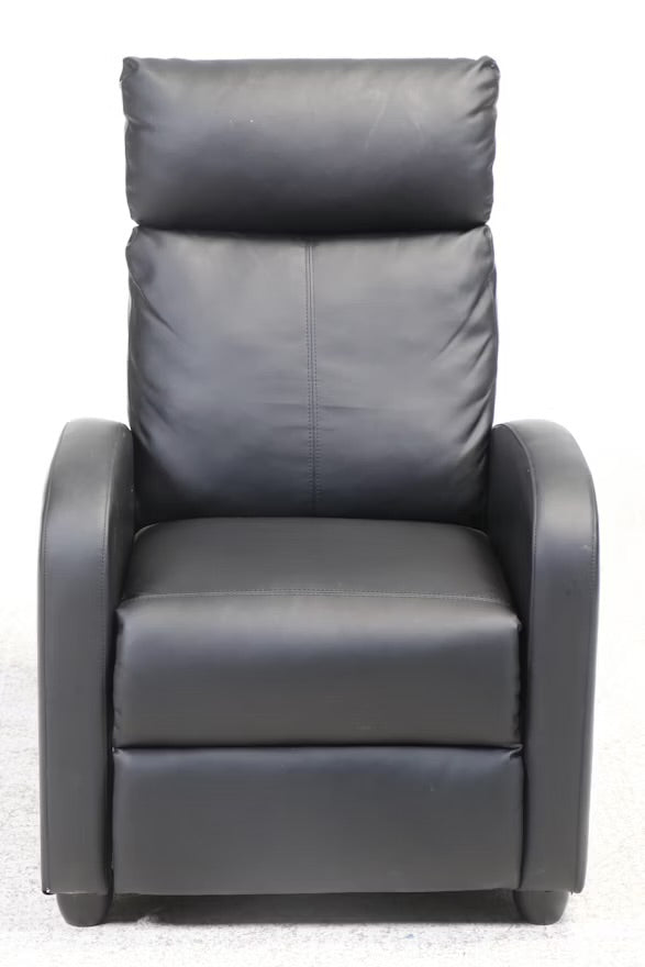 Modern Black Vinyl Upholstered Recliner