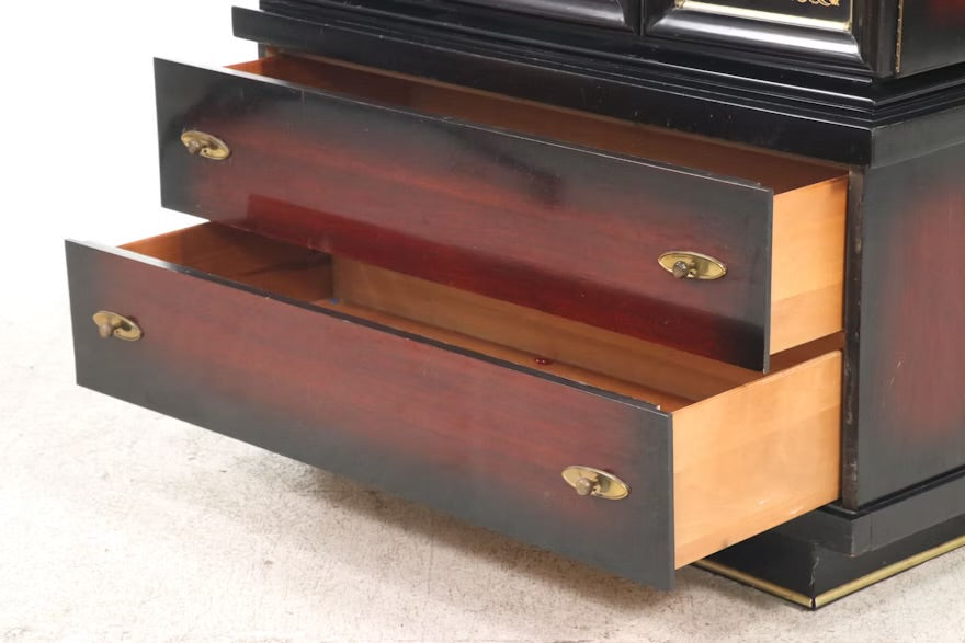 Mid Century Modern Leather Clad Wood Gentleman's Chest, Mid-20th Century ITMGQ37661