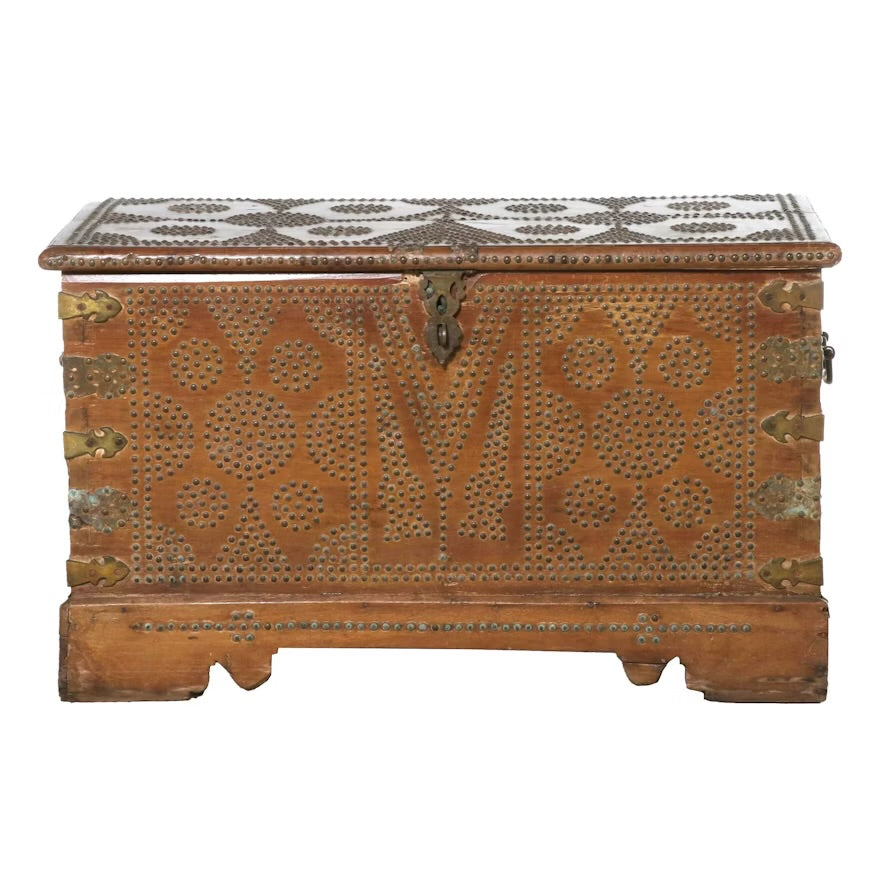 Anglo-Indian Style Brass Nailhead-Decorated Trunk, 20th Century
