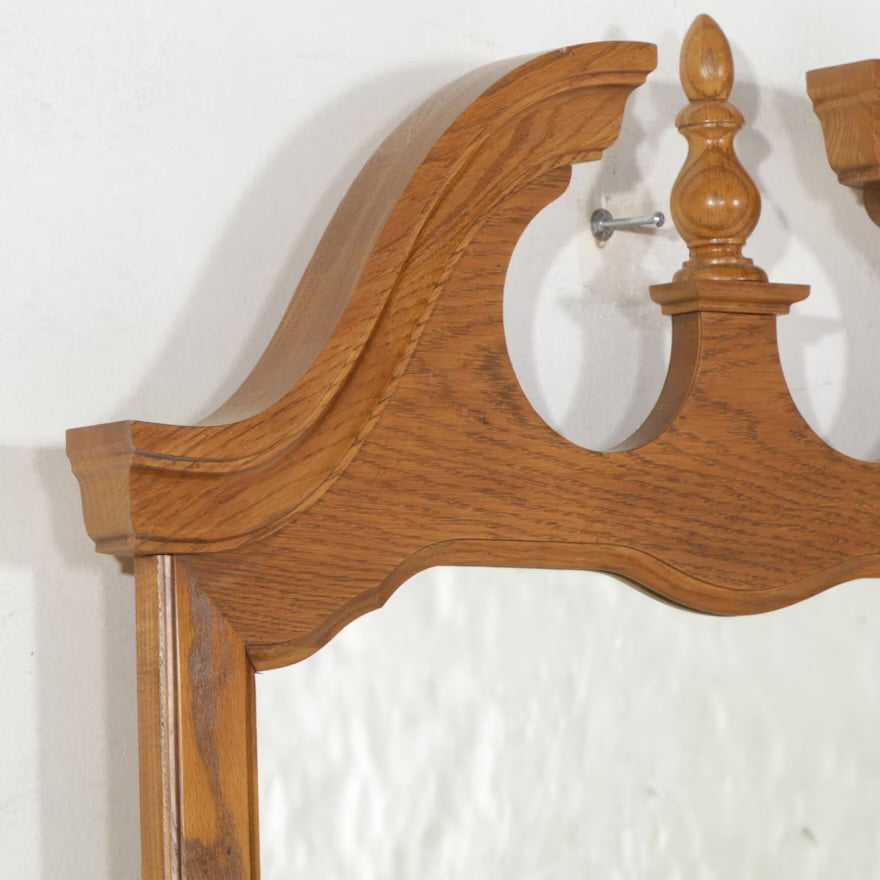 Thomasville Federal Style Oak Dresser and Mirror