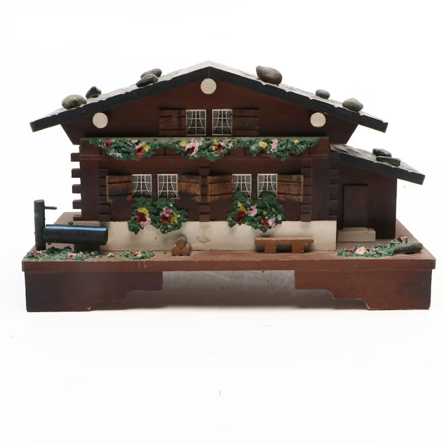 Vintage Swiss Chalet Style Wooden Musical Jewelry Box