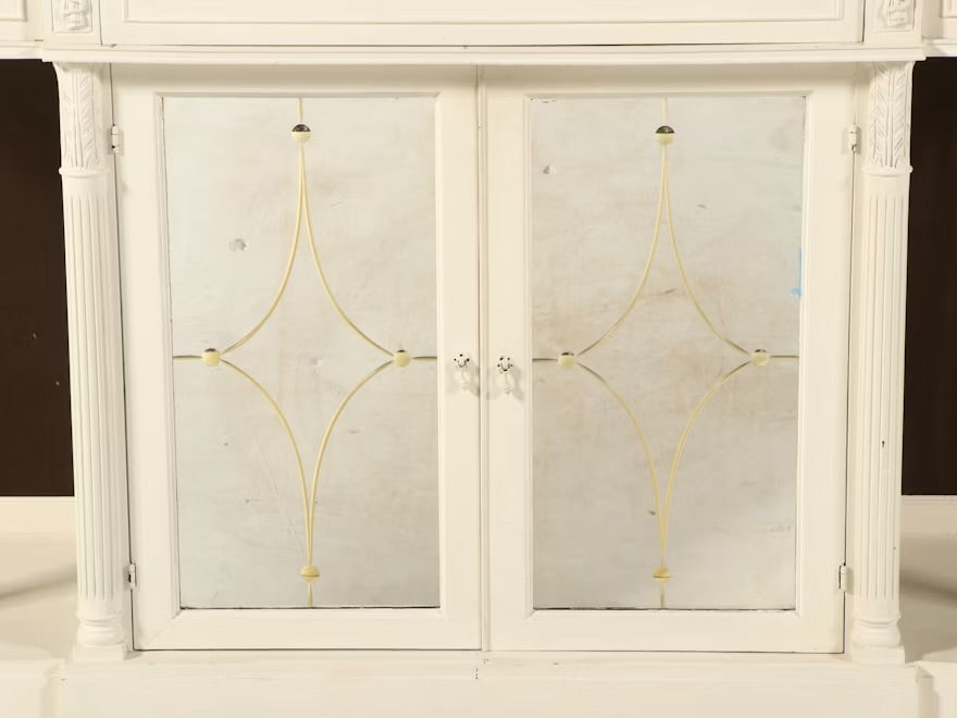 George III Style Painted Mahogany Buffet with Mirrored Doors, 20th Century