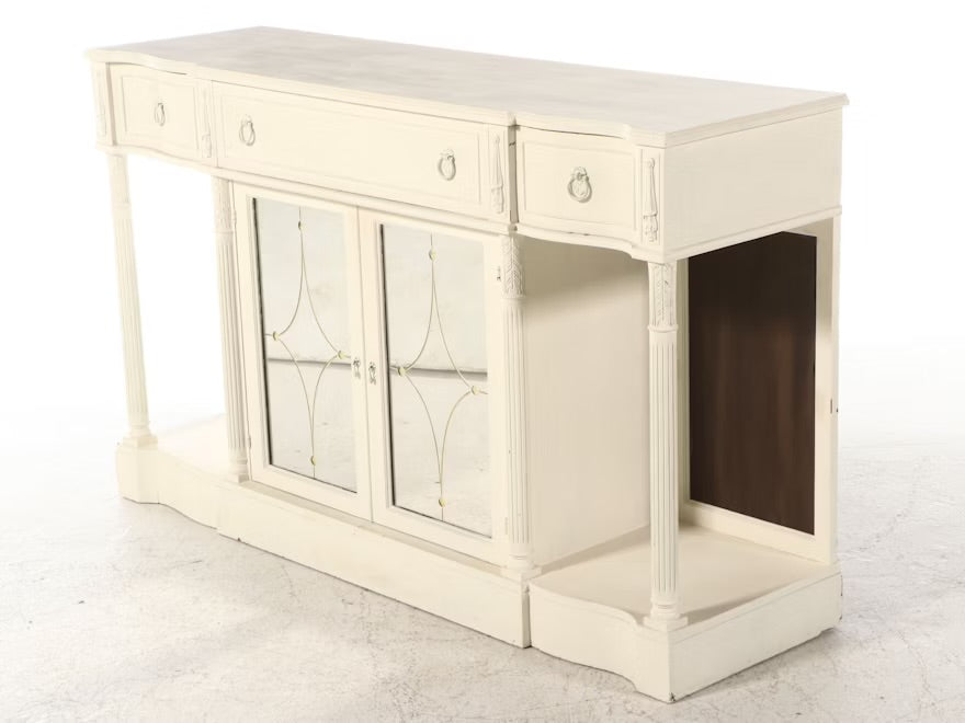 George III Style Painted Mahogany Buffet with Mirrored Doors, 20th Century