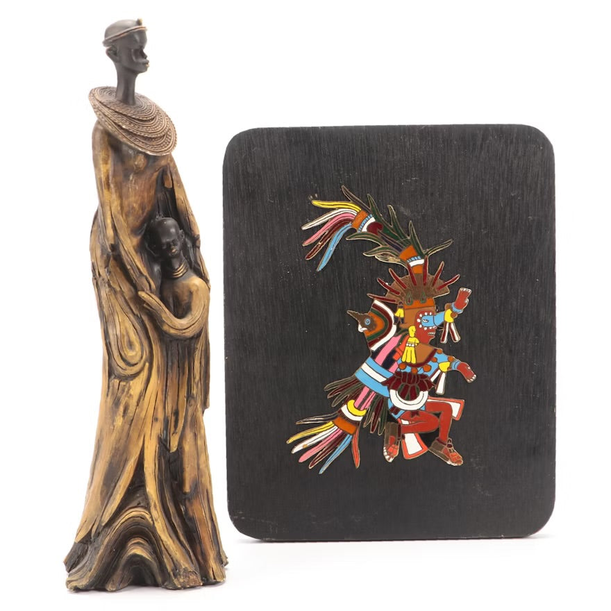 Tlahuizcalpantecuhtli Enameled Plaque with Kenyan Maasai Mother and Child ITMGQ28310