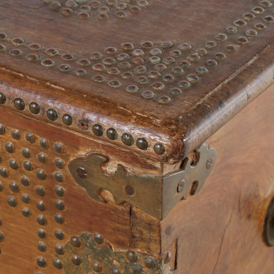 Anglo-Indian Style Brass Nailhead-Decorated Trunk, 20th Century