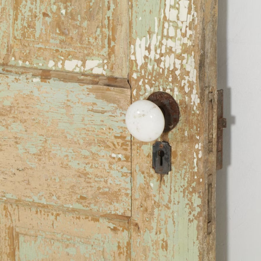 Two Painted Hardwood Architectural Salvage Four-Panel Doors ITMGR89702