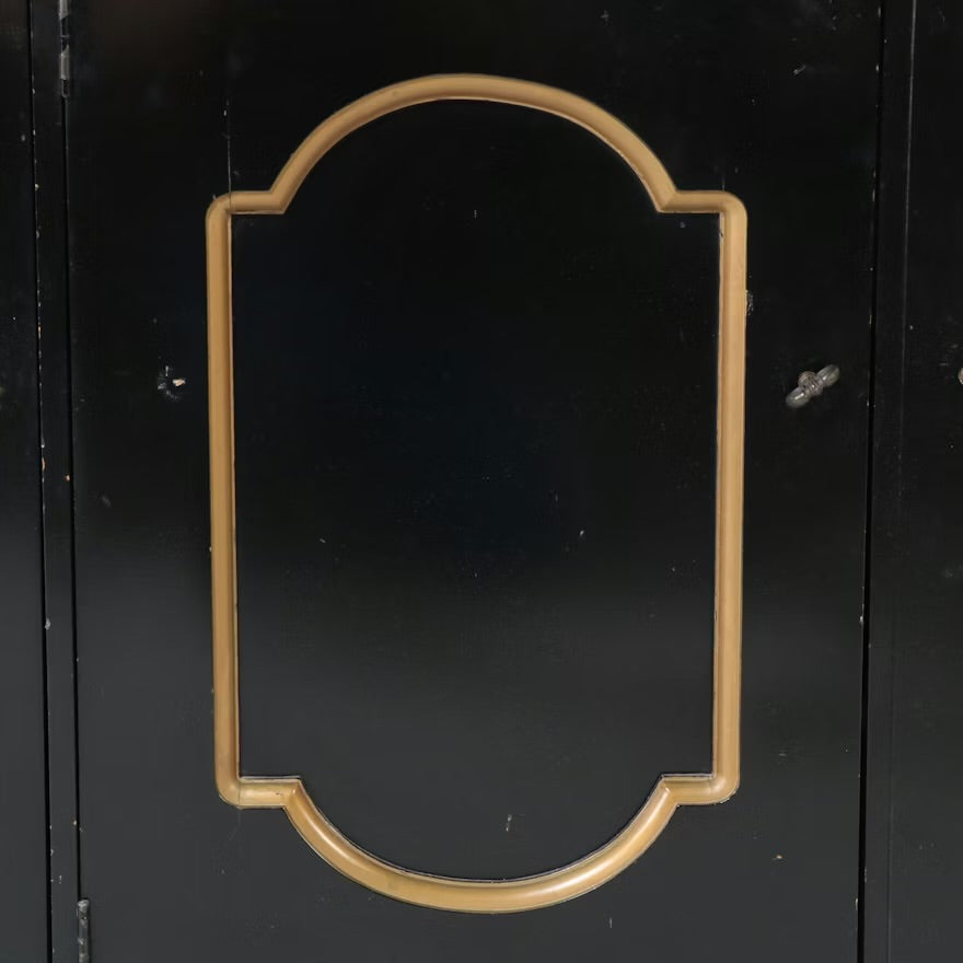 Casard Black Lacquered and Parcel Gilt Cabinet with Wall Mirror 

#ITMGR17468