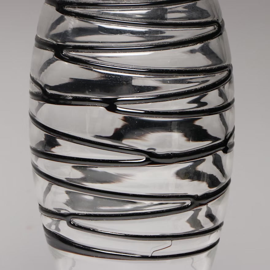 Pair of Modern Black Trailing and Chrome Glass Pendants