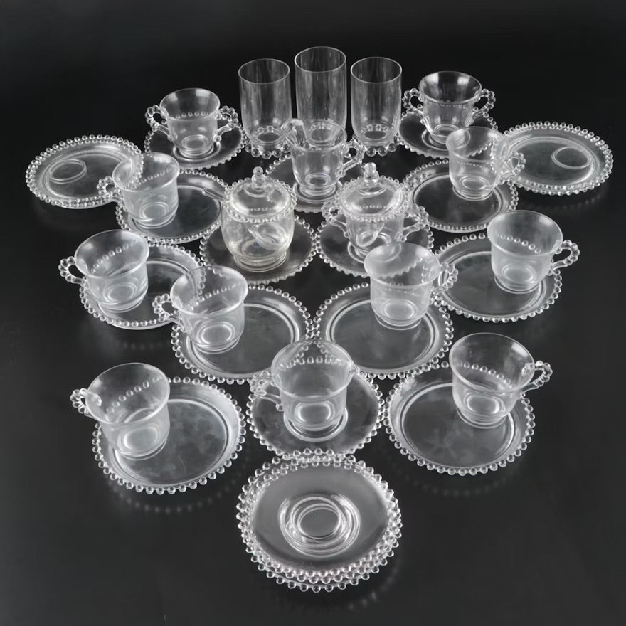 Imperial Hobnail Glass Snack Plates, Cups, and Other Tableware ITMGQ30121