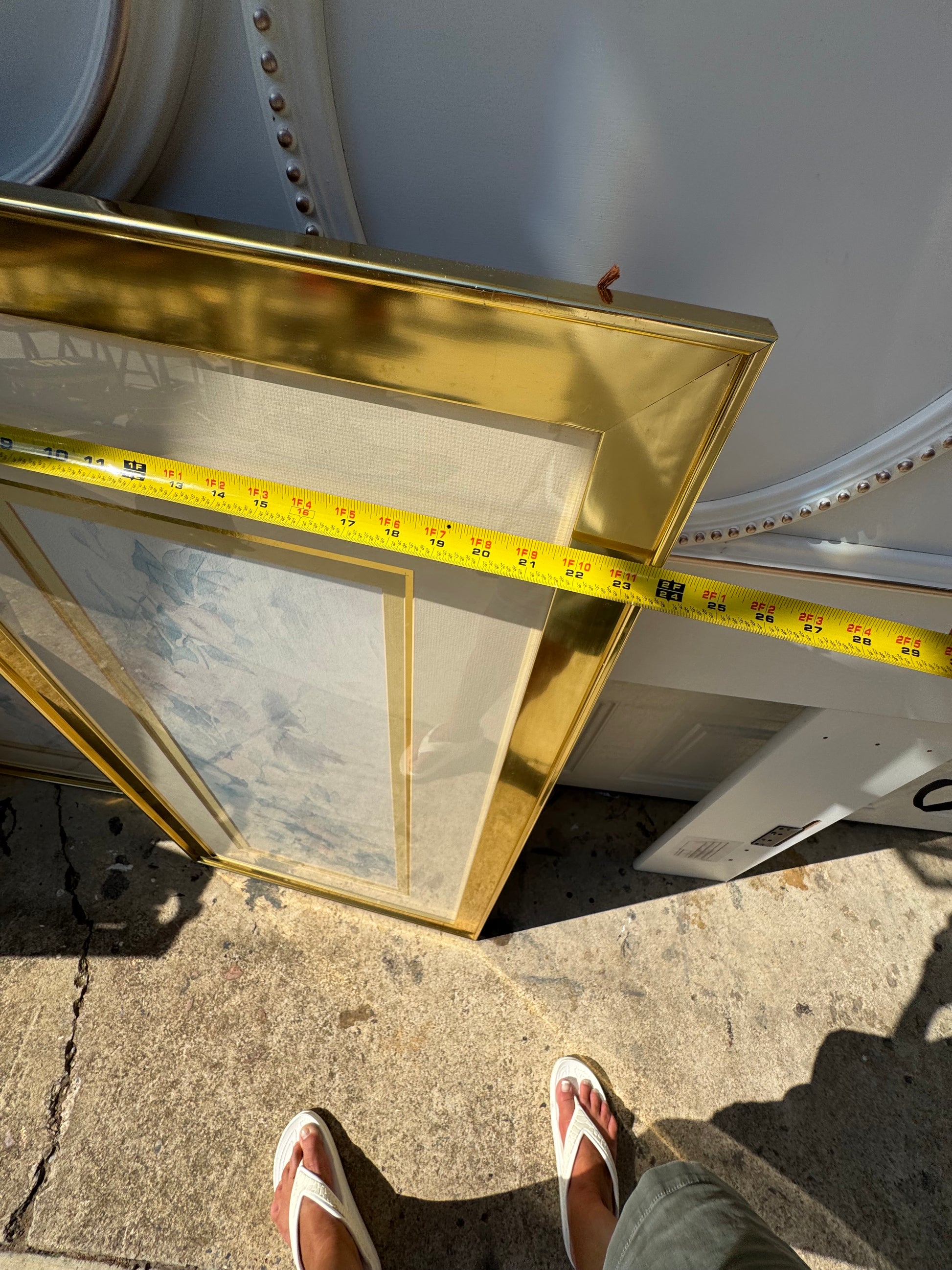 Two Large Vintage Pictures with Blue, Cream, & White trimmed in Gold for the low price of $20 both