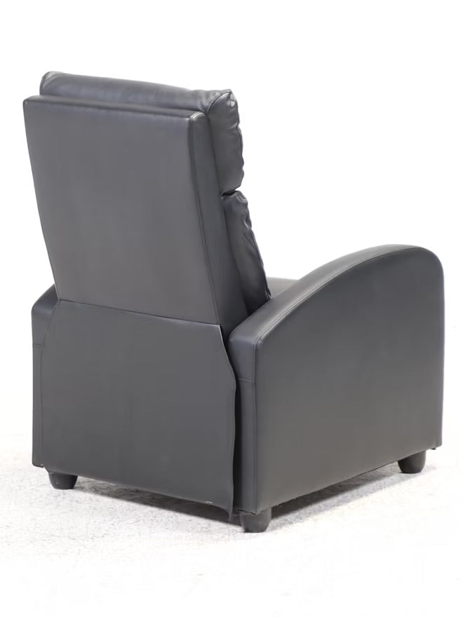 Modern Black Vinyl Upholstered Recliner