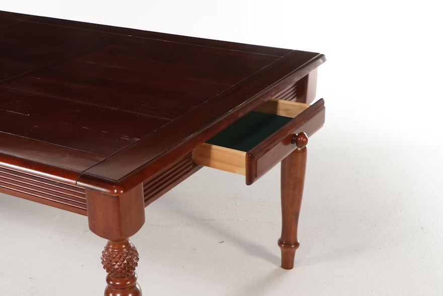 American Signature Victorian Style Mahogany Finish Extending Dining Table ITMGQ20175