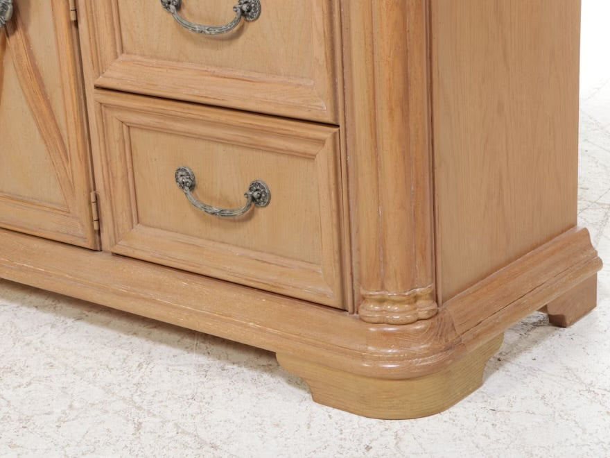 Stanley French Regency Style Marble Top Wood Dresser with Mirror ITMGQ17362