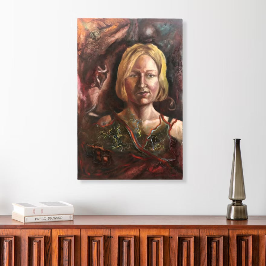 Alison Shepard Mixed Media Portrait Painting "Laura II," 1998