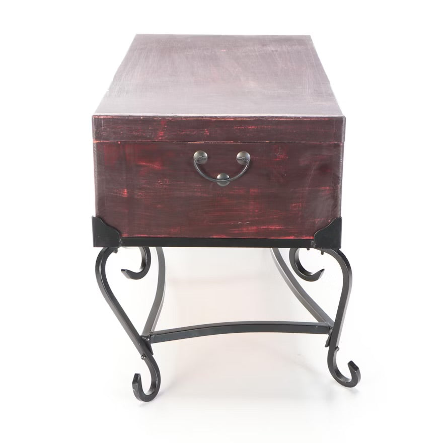 Painted Wood and Wrought Metal Chest on Stand ITMGP60433