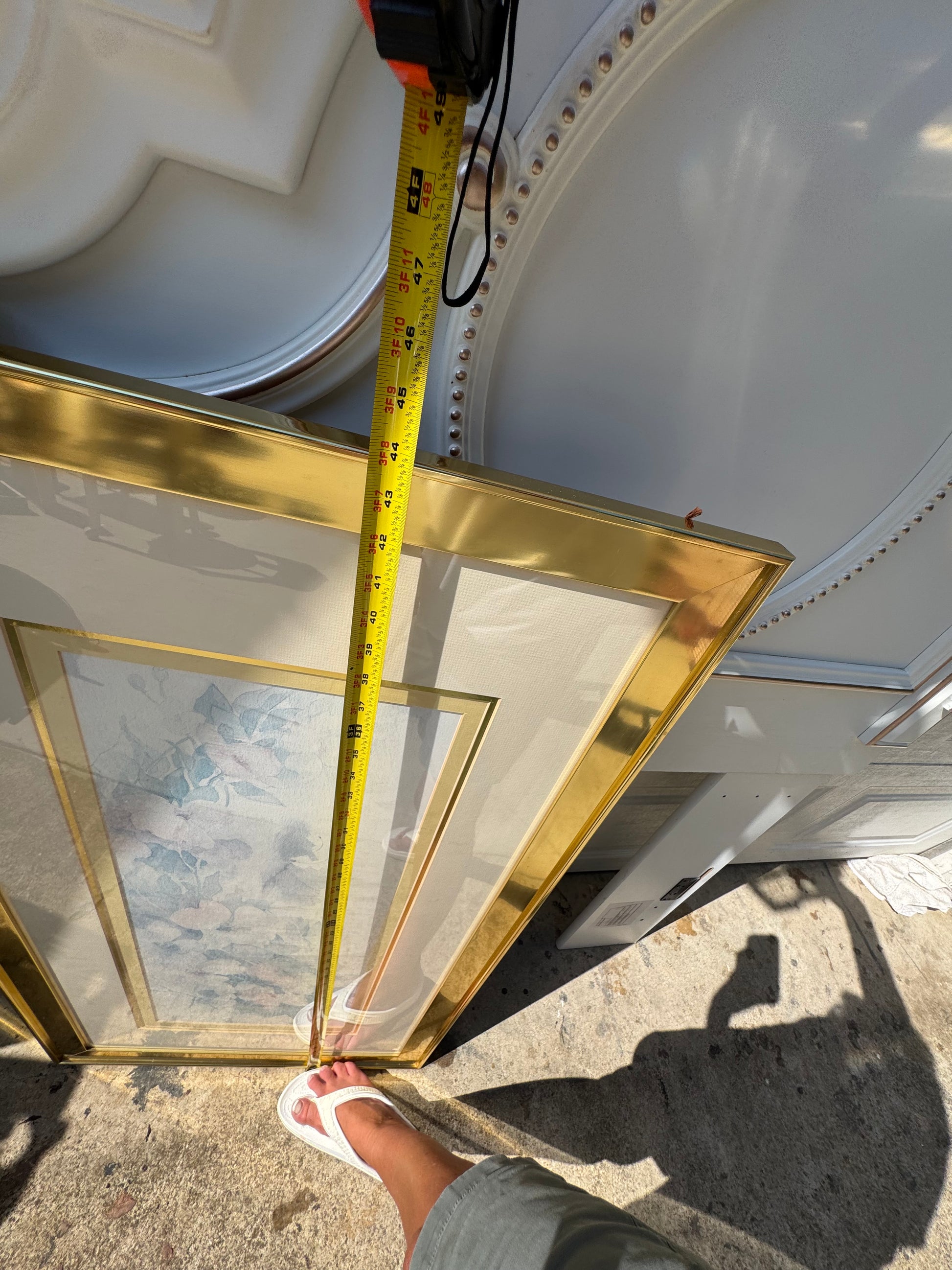 Two Large Vintage Pictures with Blue, Cream, & White trimmed in Gold for the low price of $20 both