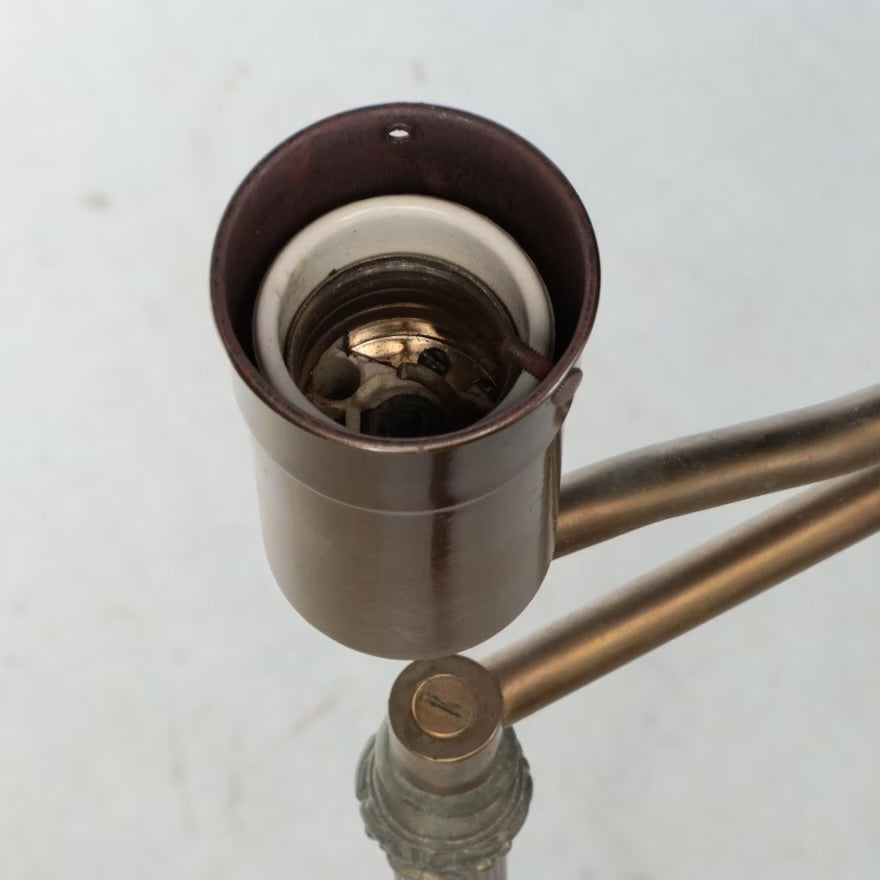 Victorian Brass Finish Metal Swing Arm Floor Lamp