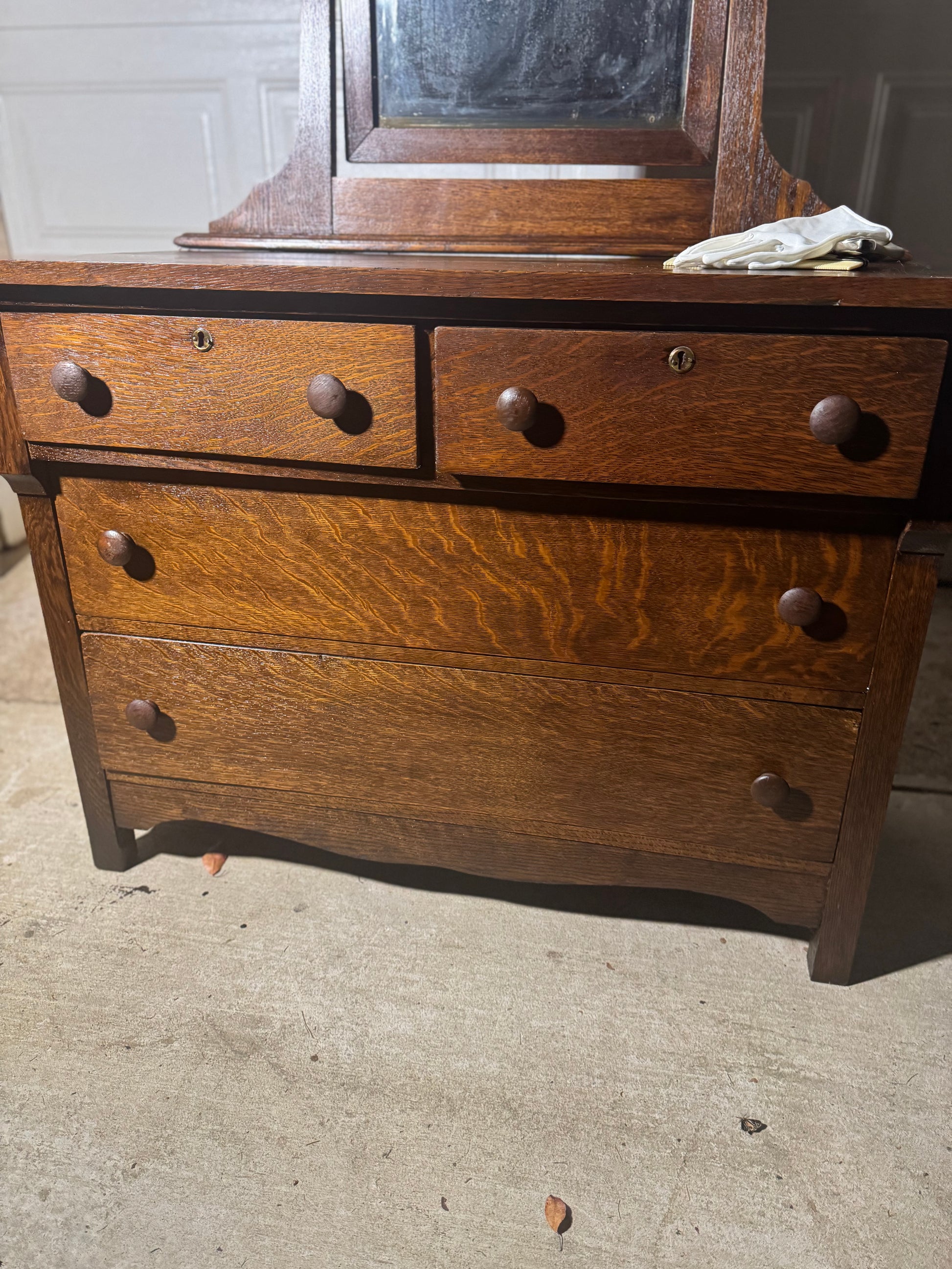 Older Wood Vanity with Mirror