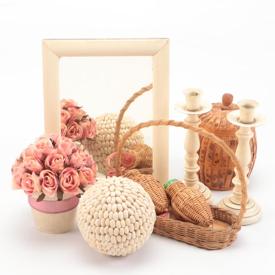 Wood Framed Wall Mirror, Woven Baskets, and Other Decorative Accessories 

#ITMGQ12902