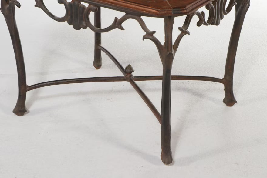 Neoclassical Style Wood and Glass Top Metal End Table ITMGQ21985