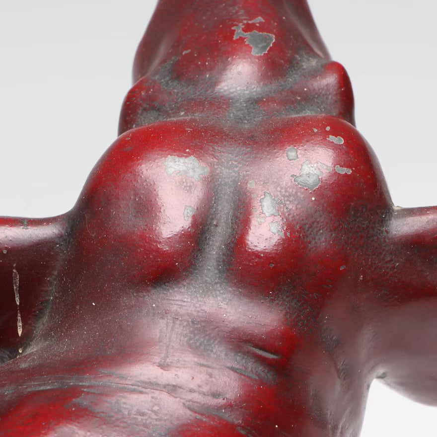 Red Cast Metal Elephant with Raised Trunk, Early to Mid-20th Century ITMGR86899