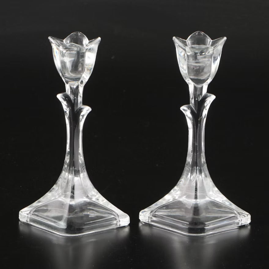 Tuscany Crystal Floral Form Candle Holders with Other Decanters and Goblets #ITMQ27853