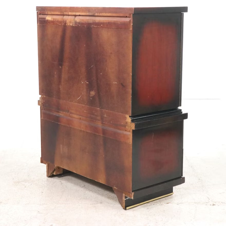 Mid Century Modern Leather Clad Wood Gentleman's Chest, Mid-20th Century ITMGQ37661