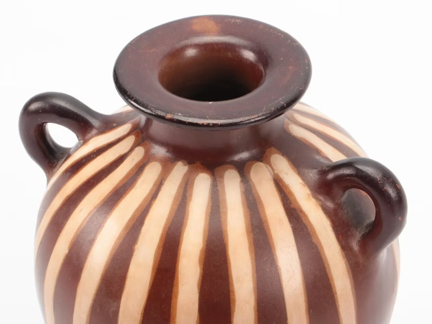 Jose Sosa Signed Ceramic Handled Vase with Wheel Thrown Stoneware Pot ITMGQ11644