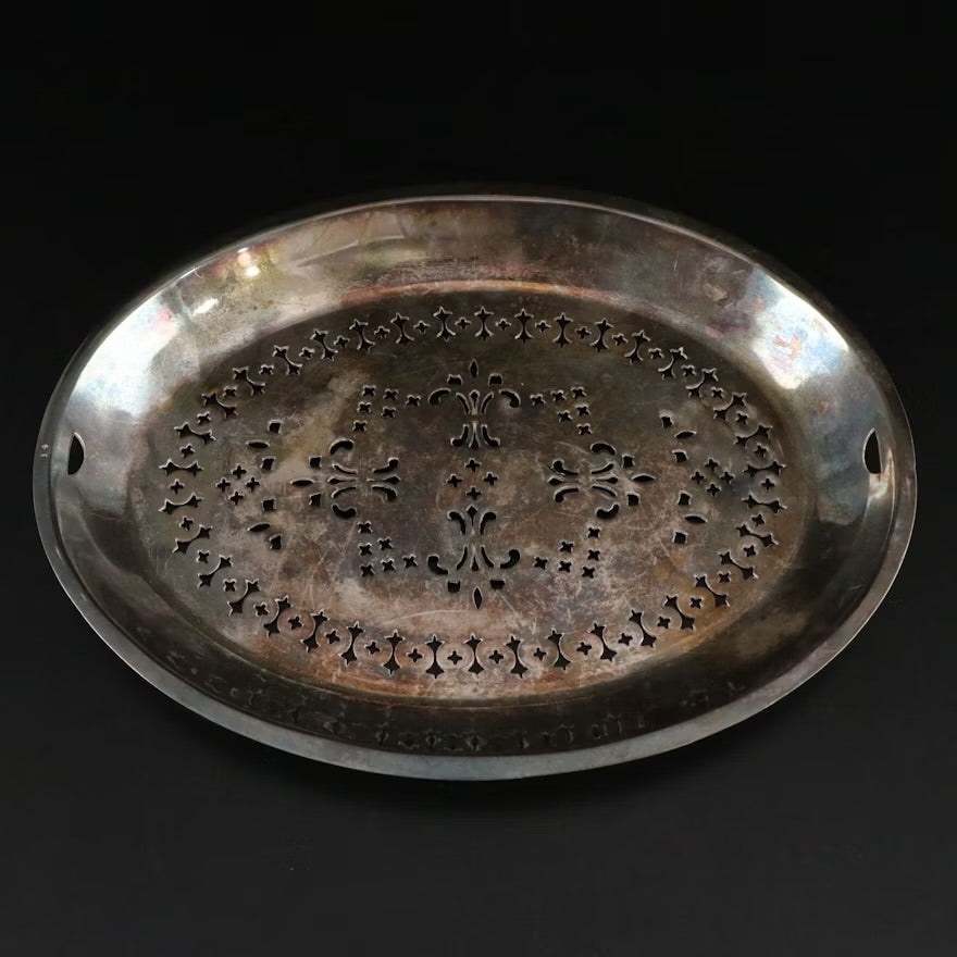 Edward & Sons Silver Plate Wine Bottle Coaster with Plates and Strainer