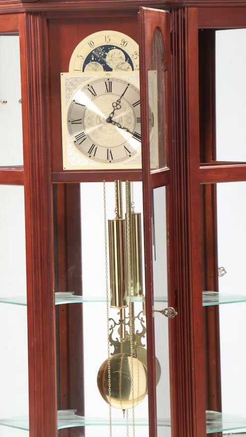 Ridgeway Colonial Style Display Cabinet Grandfather Clock