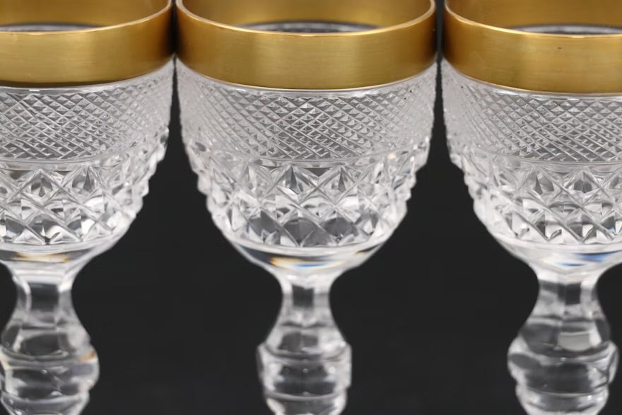 Bohemian Style Crystal Gilt Rim Cordial Glasses, Early to Mid-20th Century ITMGQ27294