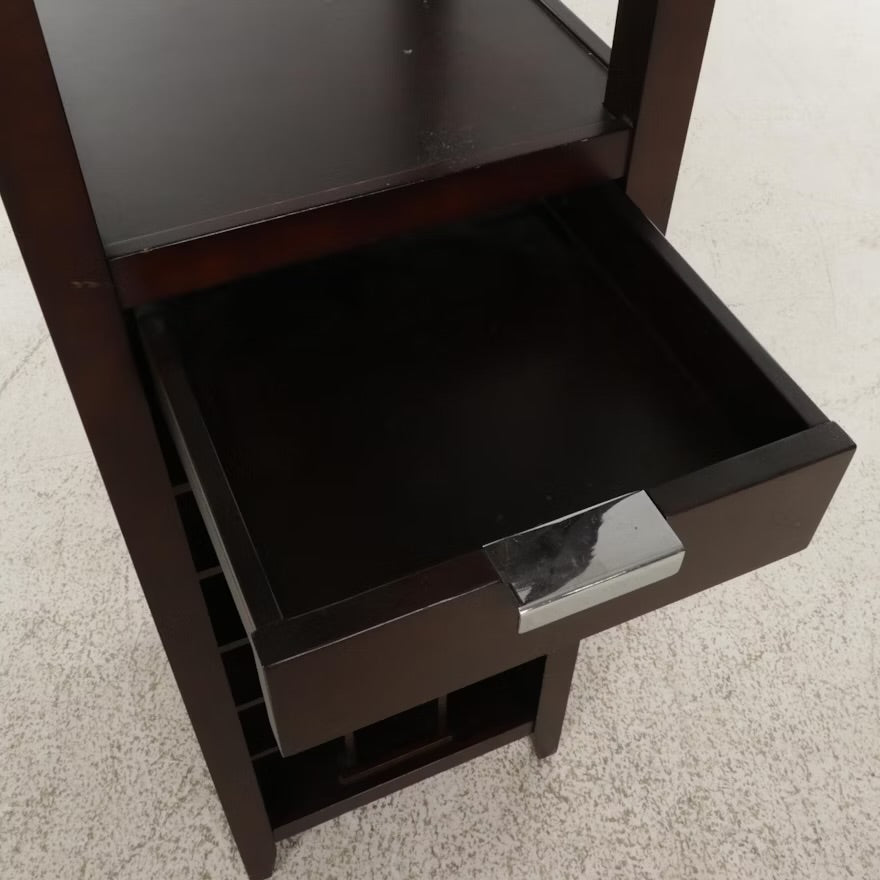 Bar Cabinet with Wine Storage and Stemware Hanging Rack, 21st Century