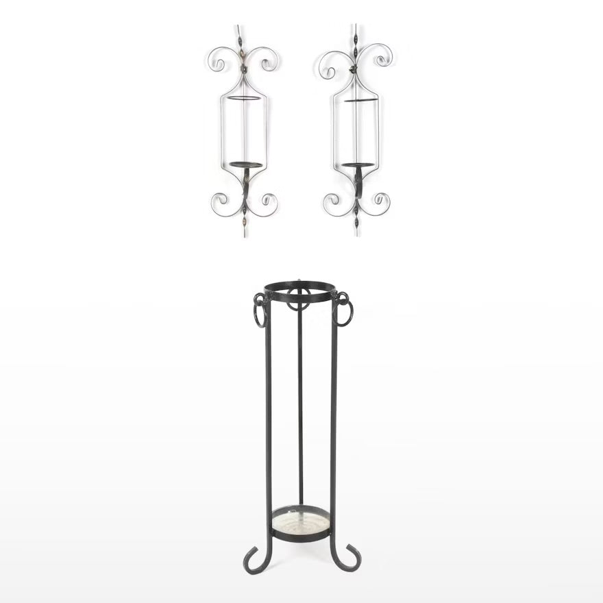 Metal Plant Stand with Metal Candle Sconces ITMGQ08550