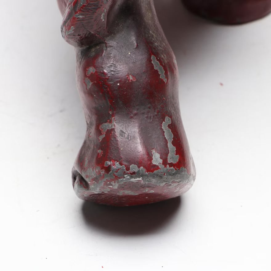 Red Cast Metal Elephant with Raised Trunk, Early to Mid-20th Century ITMGR86899