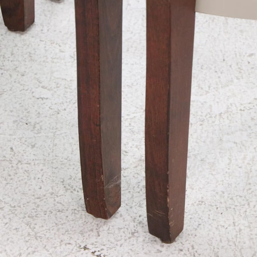 Contemporary Glass Top Mahogany Finished Wood End Table