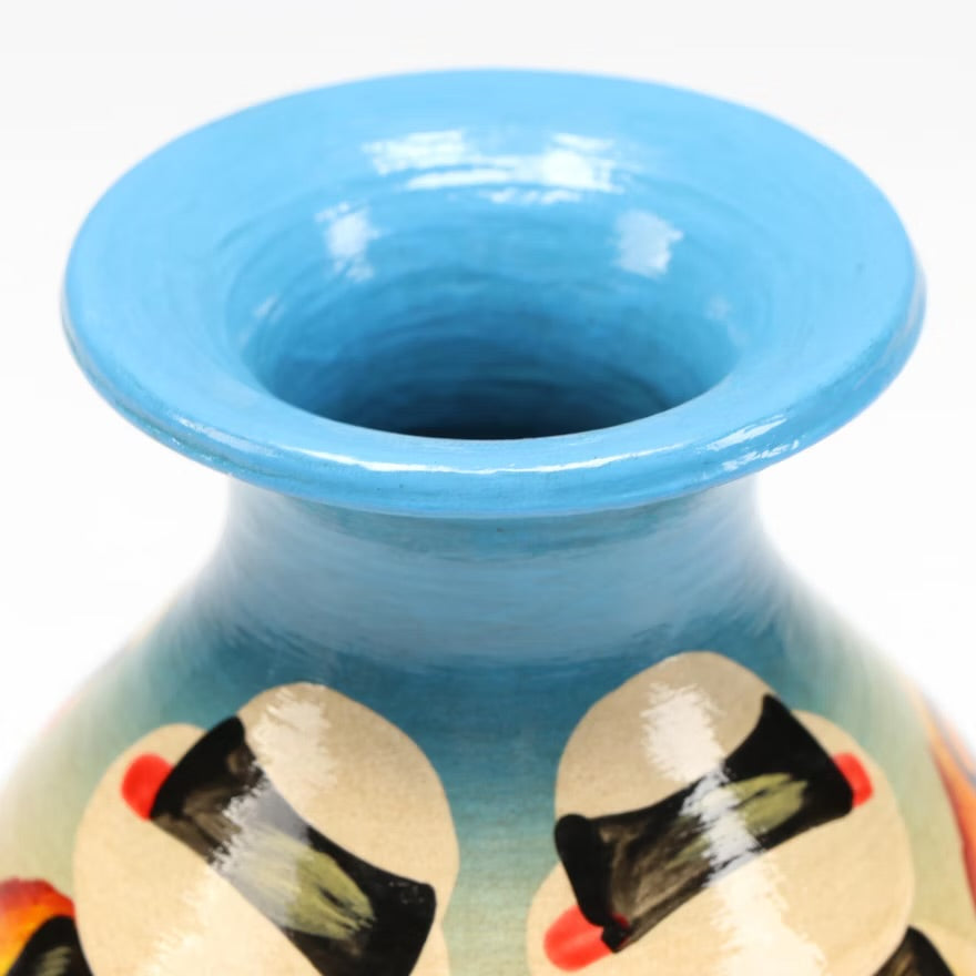 Peruvian Adalid Hand-Painted Figural Art Pottery Vase