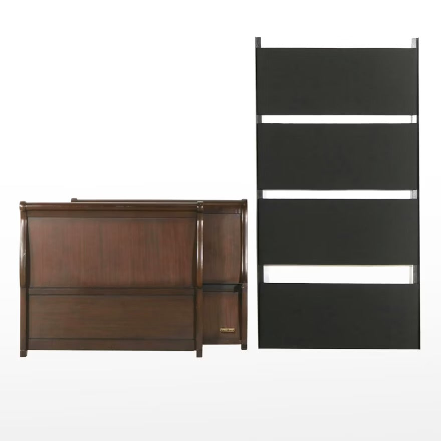 Charles P. Rogers Mahogany Twin Size Sleigh Bed with Metal Frame ITMGP91635