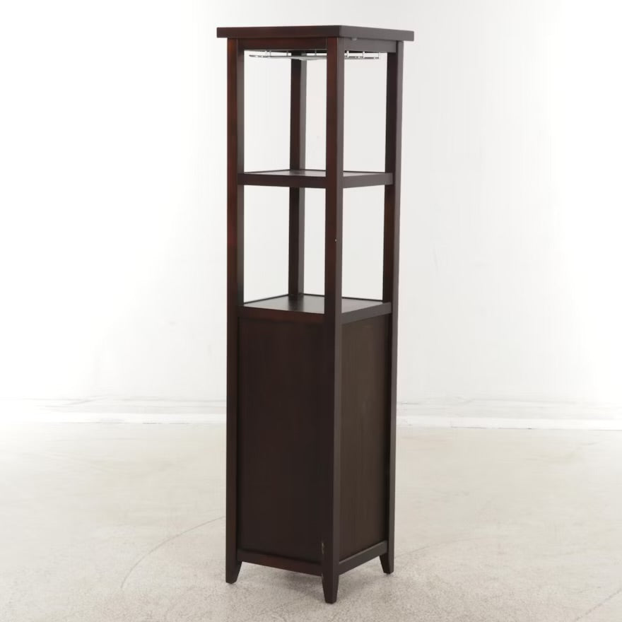 Bar Cabinet with Wine Storage and Stemware Hanging Rack, 21st Century