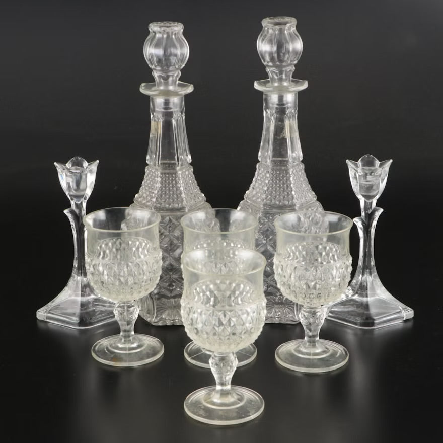 Tuscany Crystal Floral Form Candle Holders with Other Decanters and Goblets #ITMQ27853